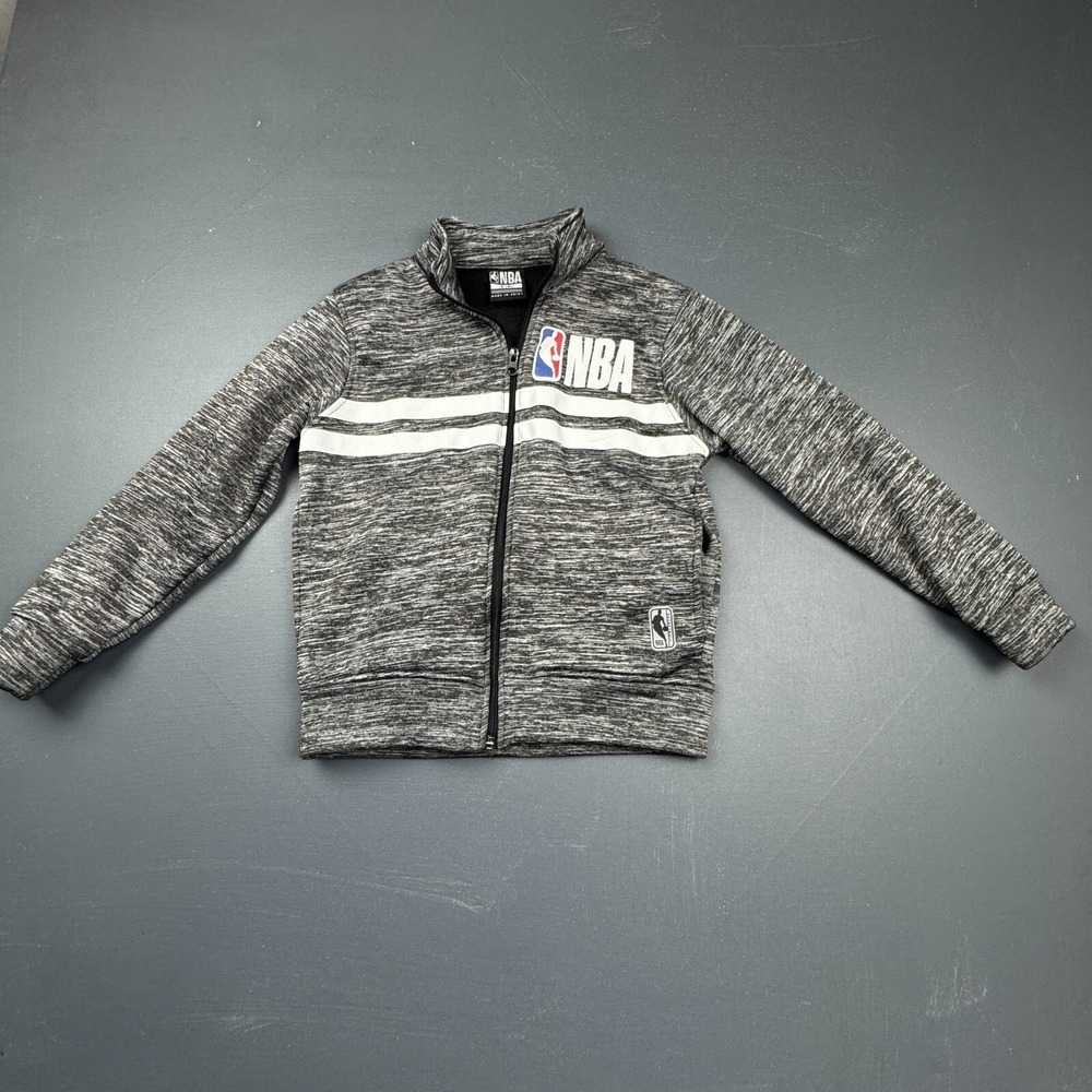 NBA Boys Size 8 Gray Full Zip Track Jacket Hoodie Athletic Basketball Warm Kids